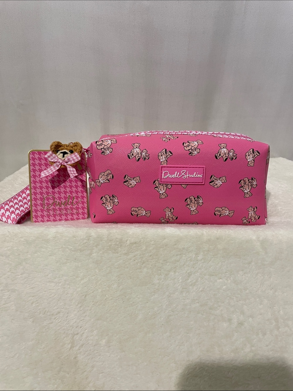 NEW 🆕 DwellStudio Pink Teddy Print Cosmetic Pouch
